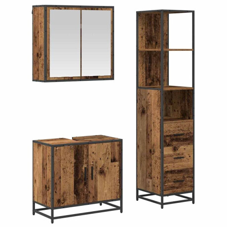 vidaXL Badkamermeubelset 3 pcs Oud hout 65 x 33 x 60 cm Bewerkt hout afbeelding2 - 1