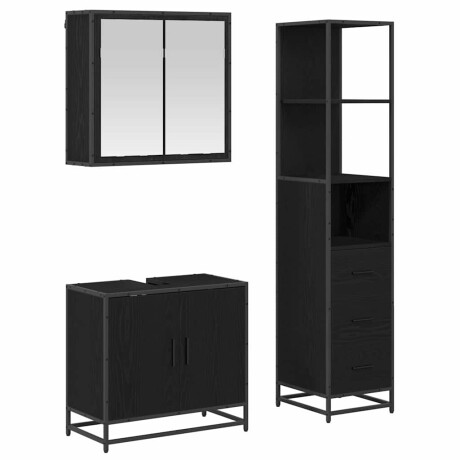 vidaXL Badkamermeubelset met lade 3 pcs Zwart eiken 65 x 33 x 60 cm afbeelding2 - 1