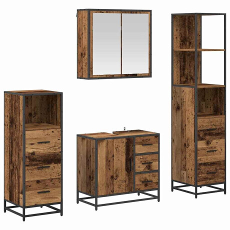 vidaXL Badkamermeubelset 4 pcs Oud hout 65 x 33 x 60 cm Bewerkt hout afbeelding2 - 1