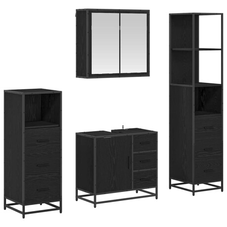 vidaXL Badkamermeubelset met lade 4 pcs Zwart eiken 65 x 33 x 60 cm afbeelding2 - 1