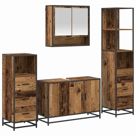 vidaXL Badkamermeubelset met lade 4 pcs Oud Hout Bewerkt hout afbeelding2 - 1