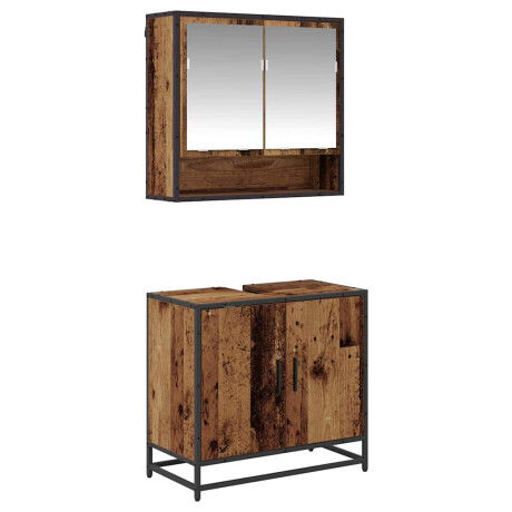 vidaXL Badkamermeubelset met plank 2 pcs Oud Hout Bewerkt hout afbeelding2 - 1