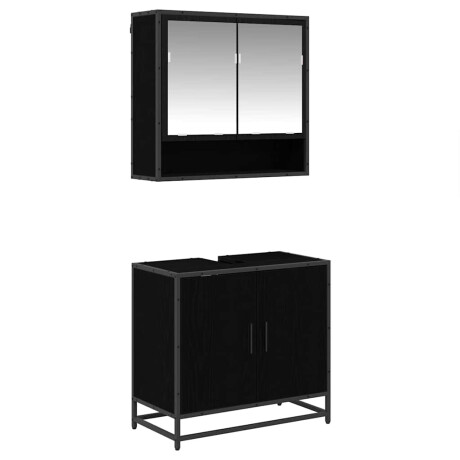 vidaXL Badkamermeubelset met plank 2 pcs Zwart Eiken Bewerkt hout afbeelding2 - 1