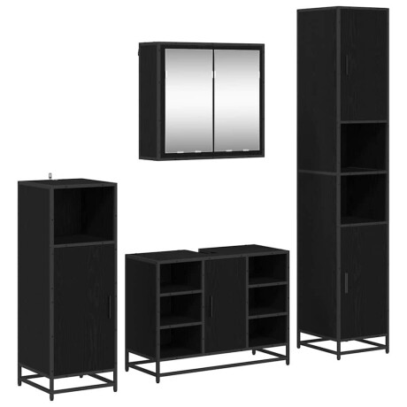 vidaXL Badkamermeubelset met opslag 4 pcs Zwart eiken 80 x 33 x 60 cm afbeelding2 - 1