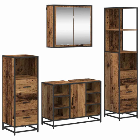 vidaXL Badkamermeubelset 4 pcs Oud hout 80 x 33 x 60 cm Bewerkt hout afbeelding2 - 1