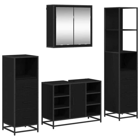 vidaXL Badkamermeubelset met lade 4 pcs Zwart eiken 80 x 33 x 60 cm afbeelding2 - 1