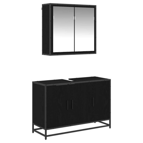 vidaXL Badkamermeubelset met opslag 2 pcs Zwart eiken 90 x 33 x 60 cm afbeelding2 - 1