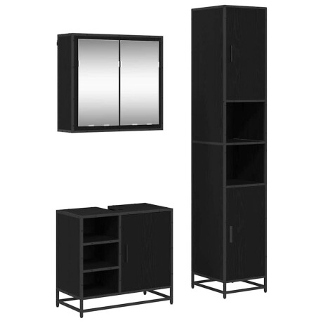 vidaXL Badkamermeubelset met opslag 3 pcs Zwart eiken 65 x 33 x 60 cm afbeelding2 - 1