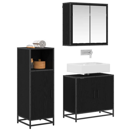 vidaXL Badkamermeubelset met opslag 3 pcs Zwart eiken 60 x 33 x 60 cm afbeelding2 - 1