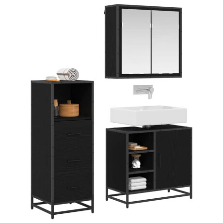 vidaXL Badkamermeubelset met lade 3 pcs Zwart eiken 65 x 33 x 60 cm afbeelding2 - 1