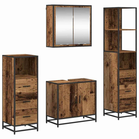 vidaXL Badkamermeubelset 4 pcs Oud hout 65 x 33 x 60 cm Bewerkt hout afbeelding2 - 1