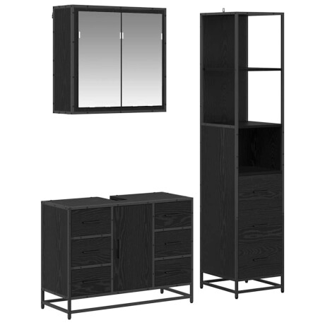 vidaXL Badkamermeubelset met lade 3 pcs Zwart eiken 80 x 33 x 60 cm afbeelding2 - 1