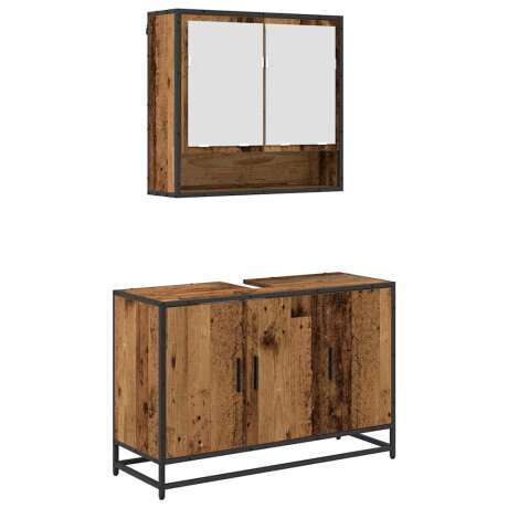 vidaXL Badkamermeubelset met plank 2 pcs Oud Hout Bewerkt hout afbeelding2 - 1