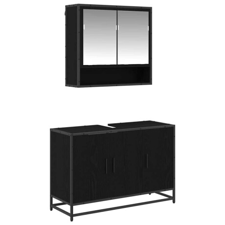 vidaXL Badkamermeubelset met plank 2 pcs Zwart Eiken Bewerkt hout afbeelding2 - 1