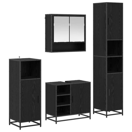 vidaXL Badkamermeubelset met plank 4 pcs Zwart Eiken Bewerkt hout afbeelding2 - 1