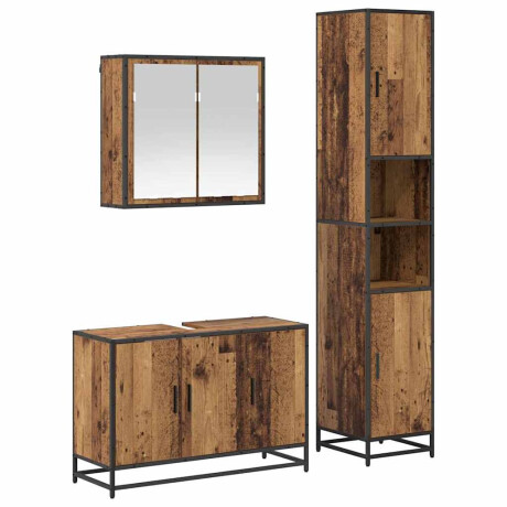 vidaXL Badkamermeubelset 3 pcs Oud hout 90 x 33 x 60 cm Bewerkt hout afbeelding2 - 1