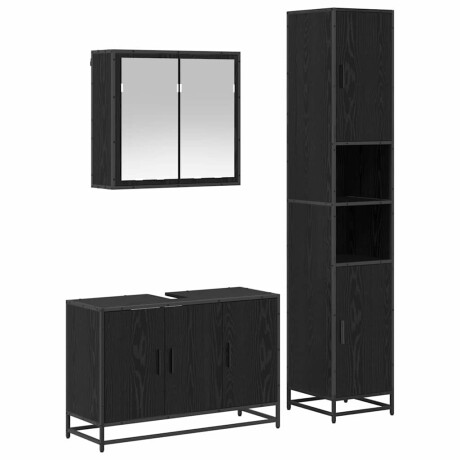 vidaXL Badkamermeubelset met opslag 3 pcs Zwart eiken 90 x 33 x 60 cm afbeelding2 - 1