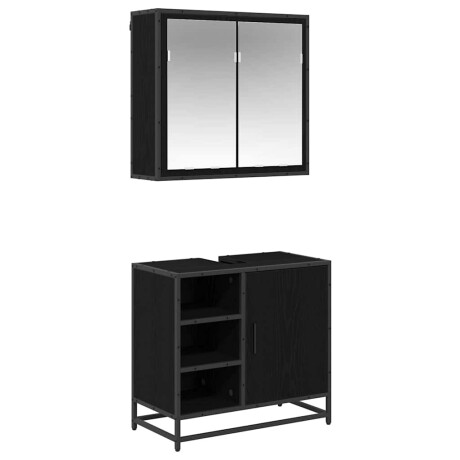 vidaXL Badkamermeubelset met opslag 2 pcs Zwart eiken 65 x 33 x 60 cm afbeelding2 - 1