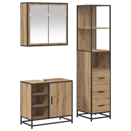 vidaXL Badkamermeubelset 3 pcs artisanaal eikenkleurig 65 x 33 x 60 cm afbeelding2 - 1
