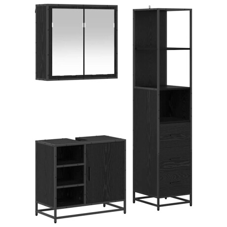 vidaXL Badkamermeubelset met lade 3 pcs Zwart eiken 65 x 33 x 60 cm afbeelding2 - 1