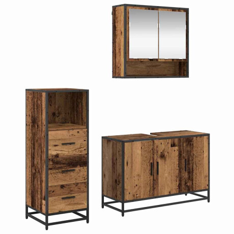 vidaXL Badkamermeubelset 3 pcs Oud hout 90 x 33 x 60 cm Bewerkt hout afbeelding2 - 1