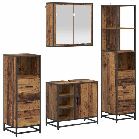 vidaXL Badkamermeubelset 4 pcs Oud hout 65 x 33 x 60 cm Bewerkt hout afbeelding2 - 1