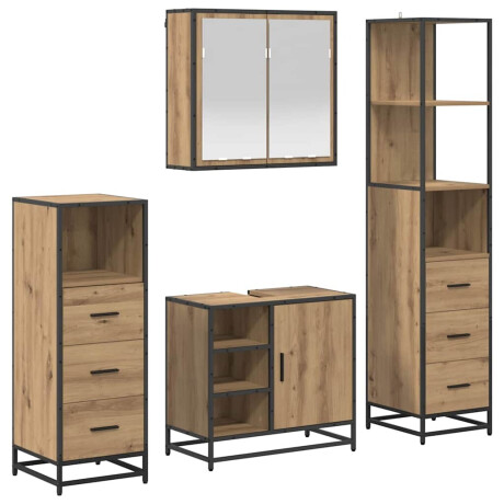 vidaXL Badkamermeubelset 4 pcs artisanaal eikenkleurig 65 x 33 x 60 cm afbeelding2 - 1