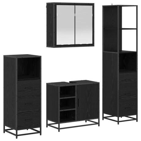 vidaXL Badkamermeubelset met lade 4 pcs Zwart eiken 65 x 33 x 60 cm afbeelding2 - 1