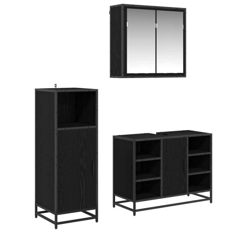 vidaXL Badkamermeubelset met opslag 3 pcs Zwart eiken 80 x 33 x 60 cm afbeelding2 - 1