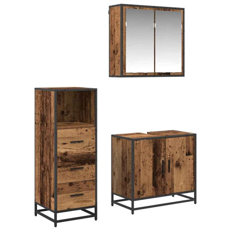 vidaXL Badkamermeubelset 3 pcs Oud hout 65 x 33 x 60 cm Bewerkt hout afbeelding2 - 1