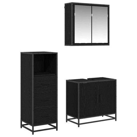 vidaXL Badkamermeubelset met lade 3 pcs Zwart eiken 65 x 33 x 60 cm afbeelding2 - 1