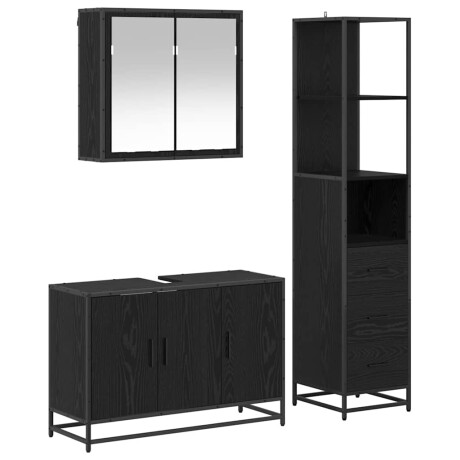 vidaXL Badkamermeubelset met lade 3 pcs Zwart eiken 90 x 33 x 60 cm afbeelding2 - 1