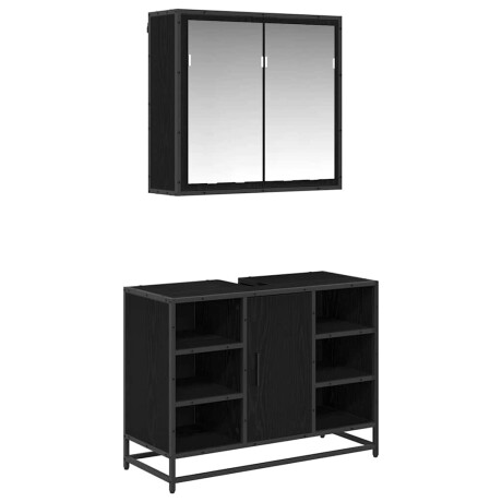 vidaXL Badkamermeubelset met opslag 2 pcs Zwart eiken 80 x 33 x 60 cm afbeelding2 - 1