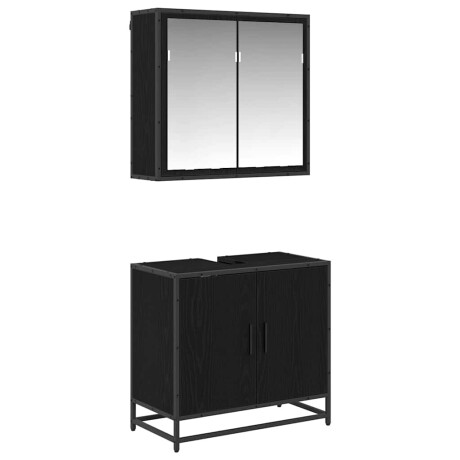 vidaXL Badkamermeubelset met opslag 2 pcs Zwart eiken 65 x 33 x 60 cm afbeelding2 - 1