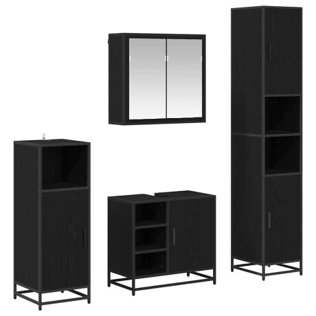 vidaXL Badkamermeubelset met opslag 4 pcs Zwart eiken 65 x 33 x 60 cm afbeelding2 - 1