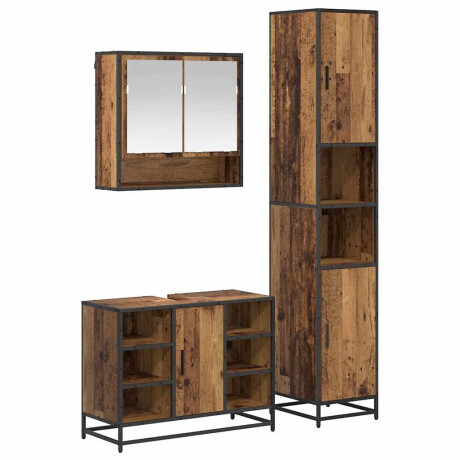 vidaXL Badkamermeubelset met plank 3 pcs Oud Hout Bewerkt hout afbeelding2 - 1