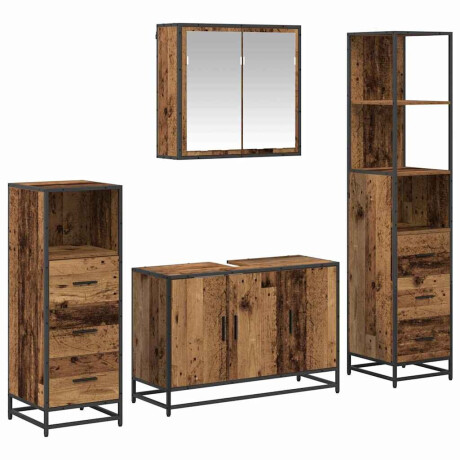 vidaXL Badkamermeubelset 4 pcs Oud hout 90 x 33 x 60 cm Bewerkt hout afbeelding2 - 1