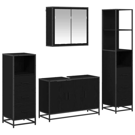 vidaXL Badkamermeubelset met lade 4 pcs Zwart eiken 90 x 33 x 60 cm afbeelding2 - 1