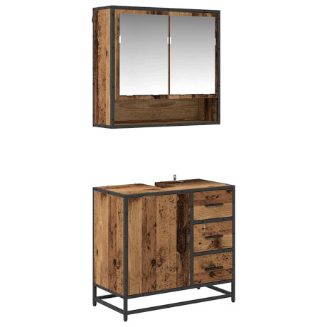 vidaXL Badkamermeubelset met lade 2 pcs Oud Hout Bewerkt hout afbeelding2 - 1