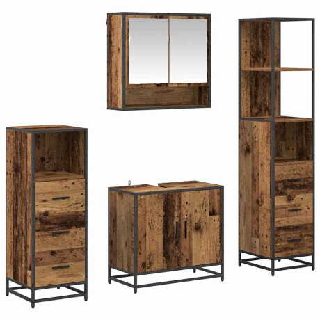 vidaXL Badkamermeubelset 4 pcs Oud hout 65 x 33 x 60 cm Bewerkt hout afbeelding2 - 1