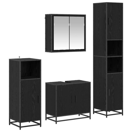 vidaXL Badkamermeubelset met opslag 4 pcs Zwart eiken 65 x 33 x 60 cm afbeelding2 - 1