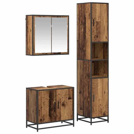 vidaXL Badkamermeubelset 3 pcs Oud hout 65 x 33 x 60 cm Bewerkt hout afbeelding2 - 1