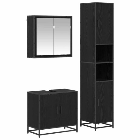 vidaXL Badkamermeubelset met opslag 3 pcs Zwart eiken 65 x 33 x 60 cm afbeelding2 - 1