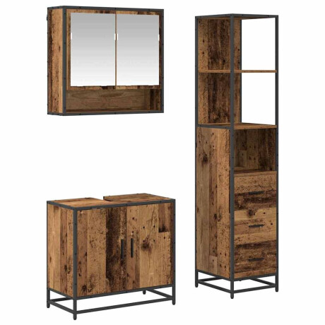 vidaXL Badkamermeubelset met lade 3 pcs Oud Hout Bewerkt hout afbeelding2 - 1