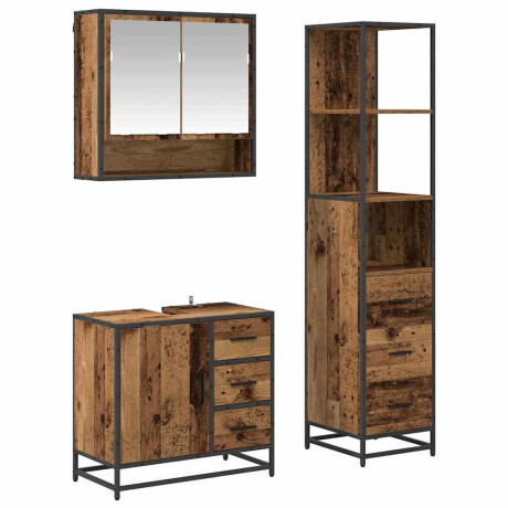 vidaXL Badkamermeubelset met lade 3 pcs Oud Hout Bewerkt hout afbeelding2 - 1