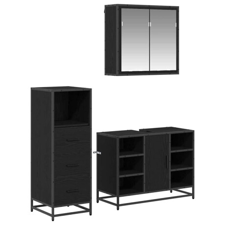 vidaXL Badkamermeubelset met lade 3 pcs Zwart eiken 80 x 33 x 60 cm afbeelding2 - 1