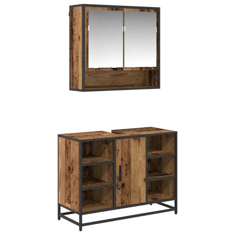 vidaXL Badkamermeubelset met plank 2 pcs Oud Hout Bewerkt hout afbeelding2 - 1