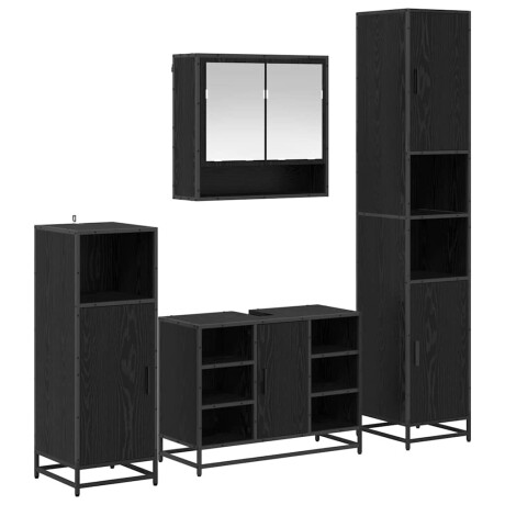 vidaXL Badkamermeubelset met plank 4 pcs Zwart Eiken Bewerkt hout afbeelding2 - 1