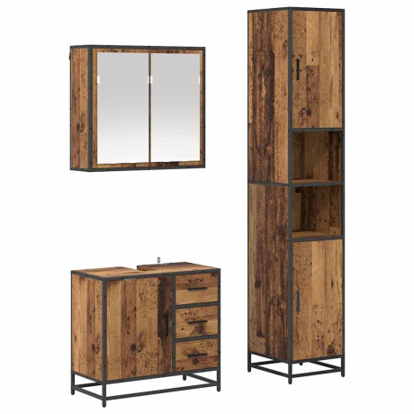 vidaXL Badkamermeubelset 3 pcs Oud hout 65 x 33 x 60 cm Bewerkt hout afbeelding2 - 1