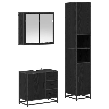 vidaXL Badkamermeubelset met lade 3 pcs Zwart eiken 65 x 33 x 60 cm afbeelding2 - 1